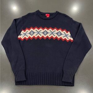 Levi's Men's Navy Crewneck Sweater with Red and White Design